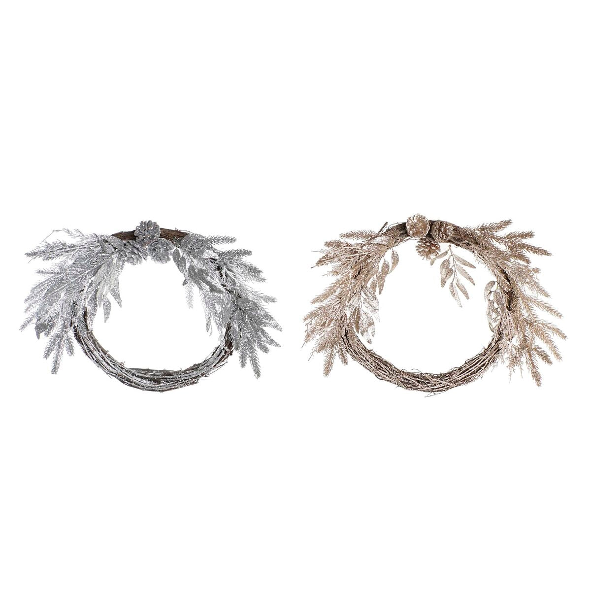 DKD Home Decor Christmas Wreath, Metal Polyester (50 x 6 x 40 cm) (2 Units)