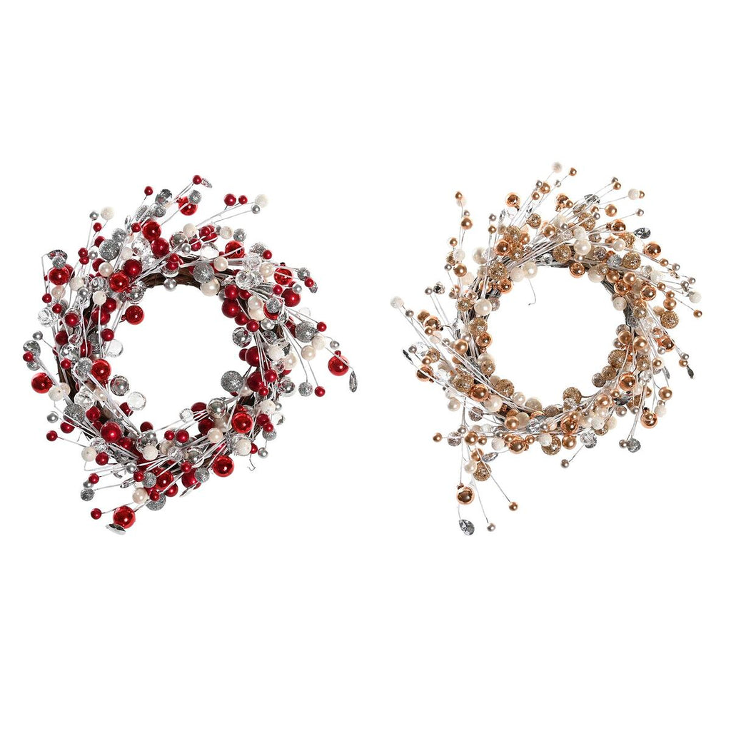 DKD Home Decor Christmas Wreath, Metal Polyester (40 x 10 x 40 cm) (2 Units)