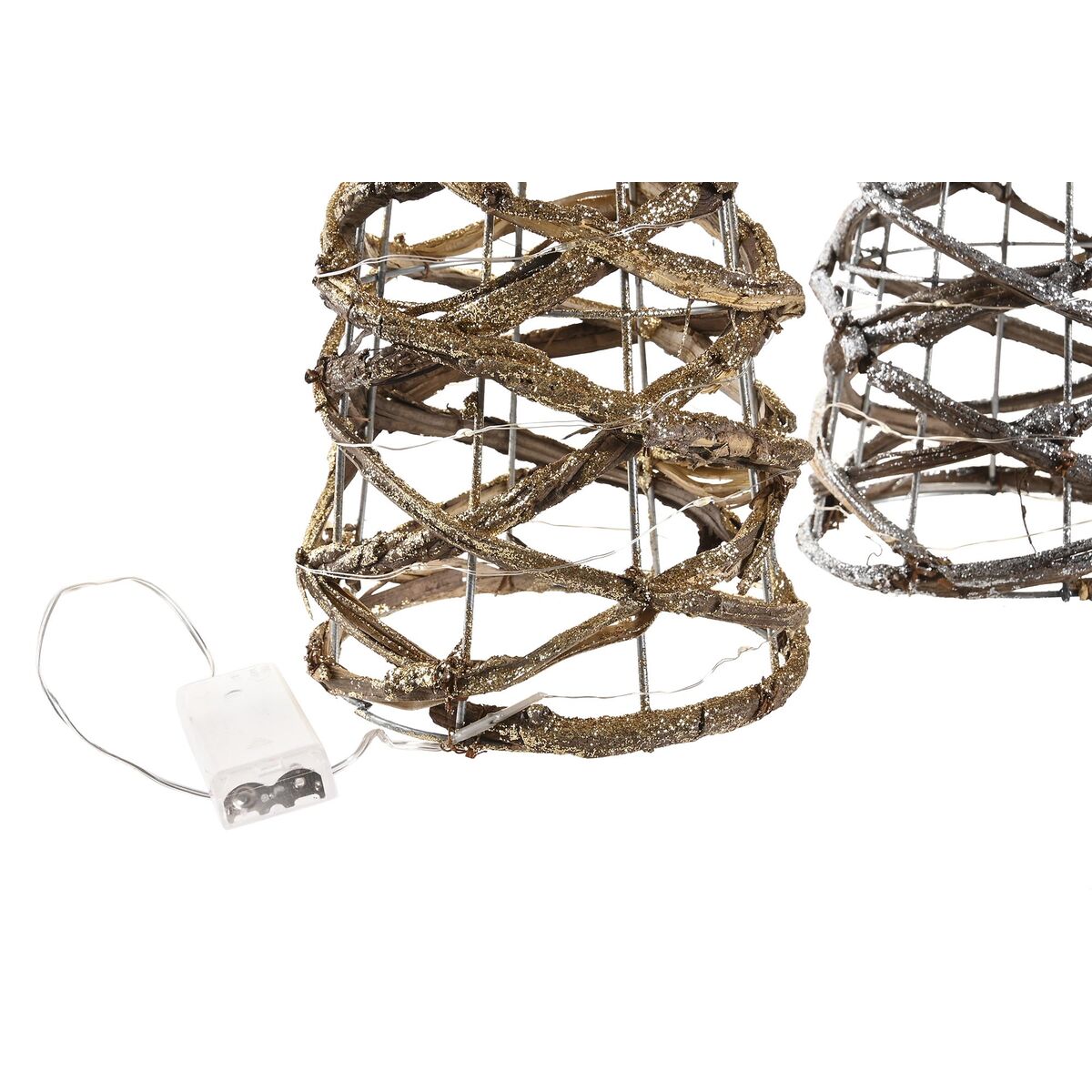 DKD Home Decor Light Decoration, Gold, Silver, Natural, 19 x 19 x 62 cm, Christmas Cones AA x 2, not included (2 Units)