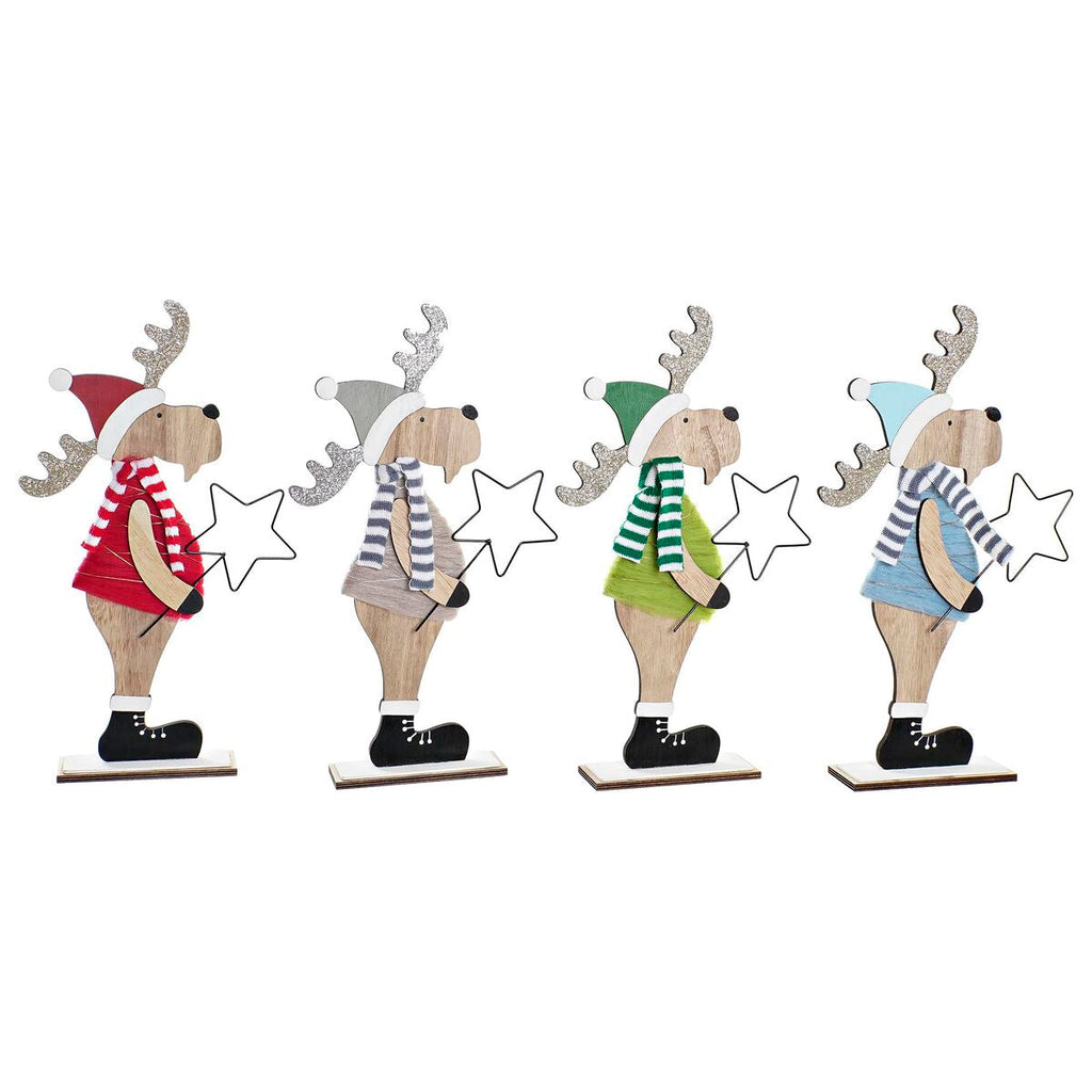 Christmas Ornament DKD Home Decor Wood Polyester Reindeer (5 x 22 x 41 cm) (4 Units)