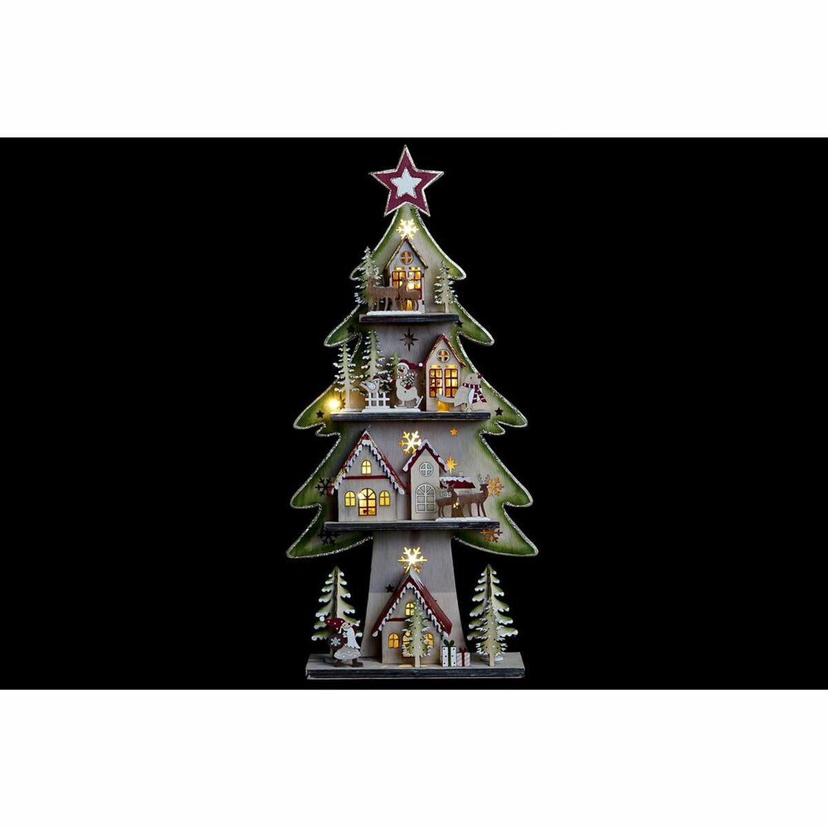 DKD Home Decor Christmas Tree, Red, Blue, Pink, Wood, Green (23 x 9 x 47 cm) (2 Units)