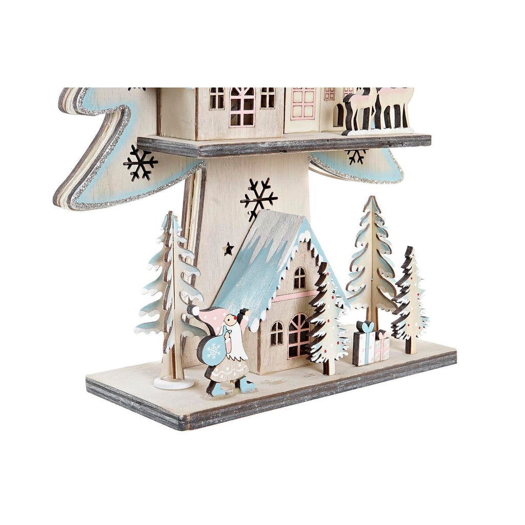 Árvore de Natal DKD Home Decor Vermelho Árvore Azul Cor de Rosa Madeira Verde (23 x 9 x 47 cm) (2 Unidades)