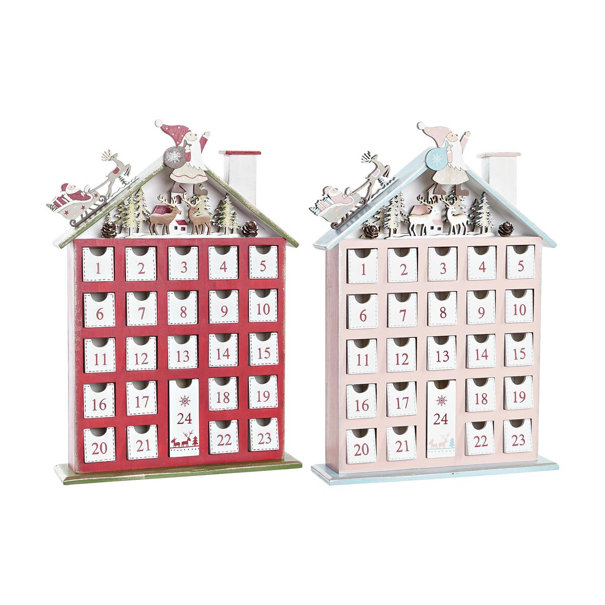 DKD Home Decor Wooden Advent Calendar (27 x 7 x 40 cm) (2 Units)