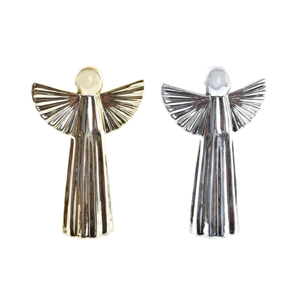 Adorno Natalício DKD Home Decor Porcelana Anjo (13 x 5 x 17 cm) (2 Unidades)