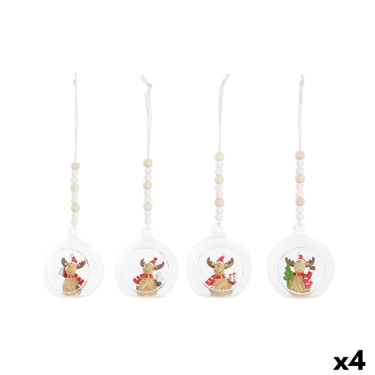 Adorno Navideño DKD Home Decor Cristal Resina Reno (7 x 6 x 8 cm) (4 Unidades)