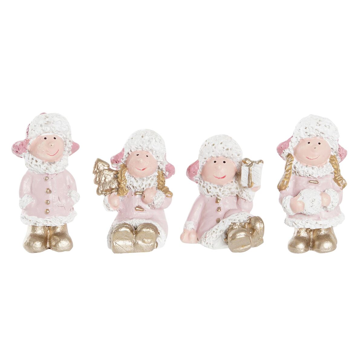 Adorno Natalício DKD Home Decor Resina Anjo (3,5 x 2,5 x 4 cm) (4 Unidades)