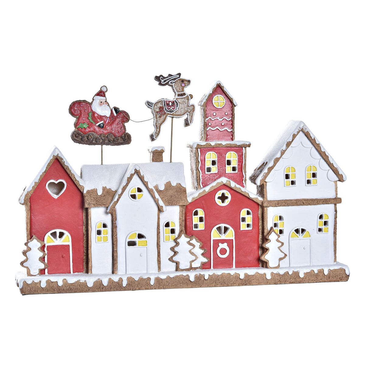 Christmas Ornament DKD Home Decor House White Red Resin 41 x 7.5 x 27 cm