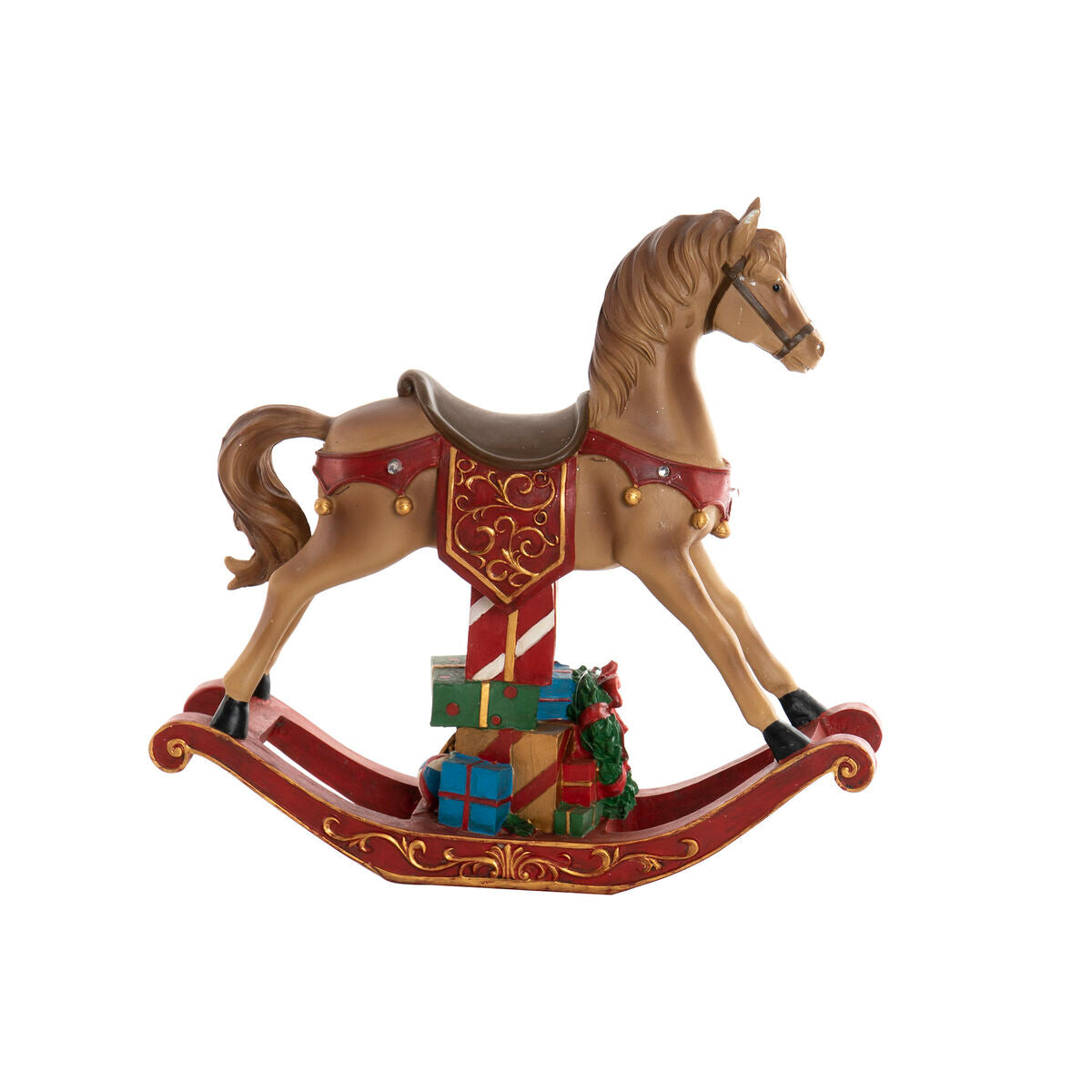 Christmas Ornament DKD Home Decor Brown Red Resin Horse 34 x 10 x 32 cm (3 Units)