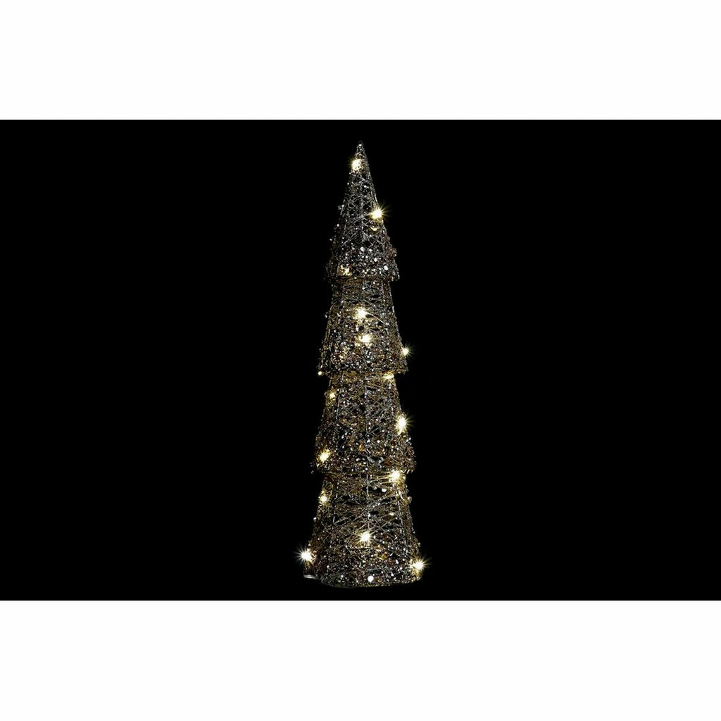 DKD Home Decor Christmas Luminous Decoration Champagne White Tree (16 x 16 x 60 cm) (2 Units)