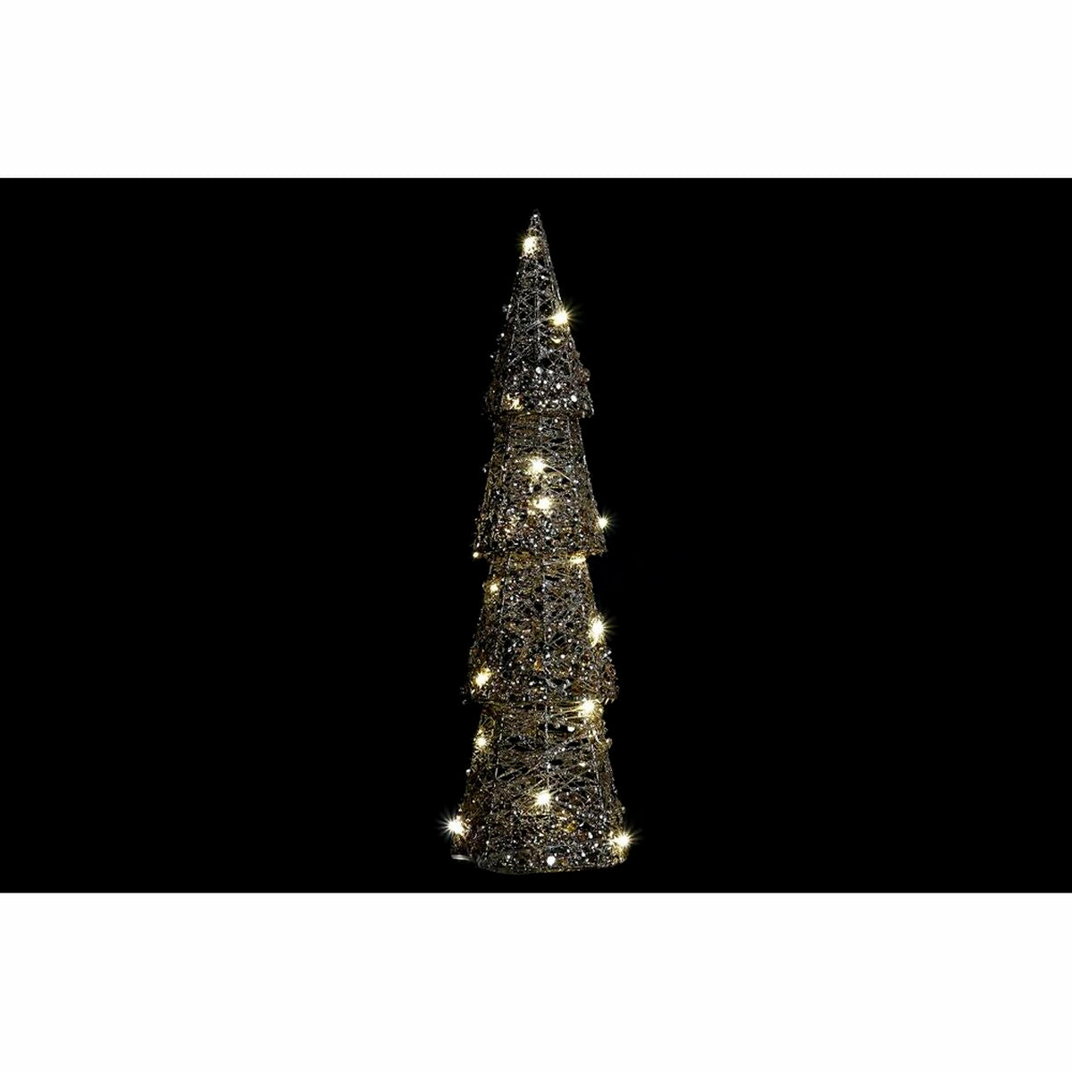 DKD Home Decor Christmas Luminous Decoration Champagne White Tree (16 x 16 x 60 cm) (2 Units)