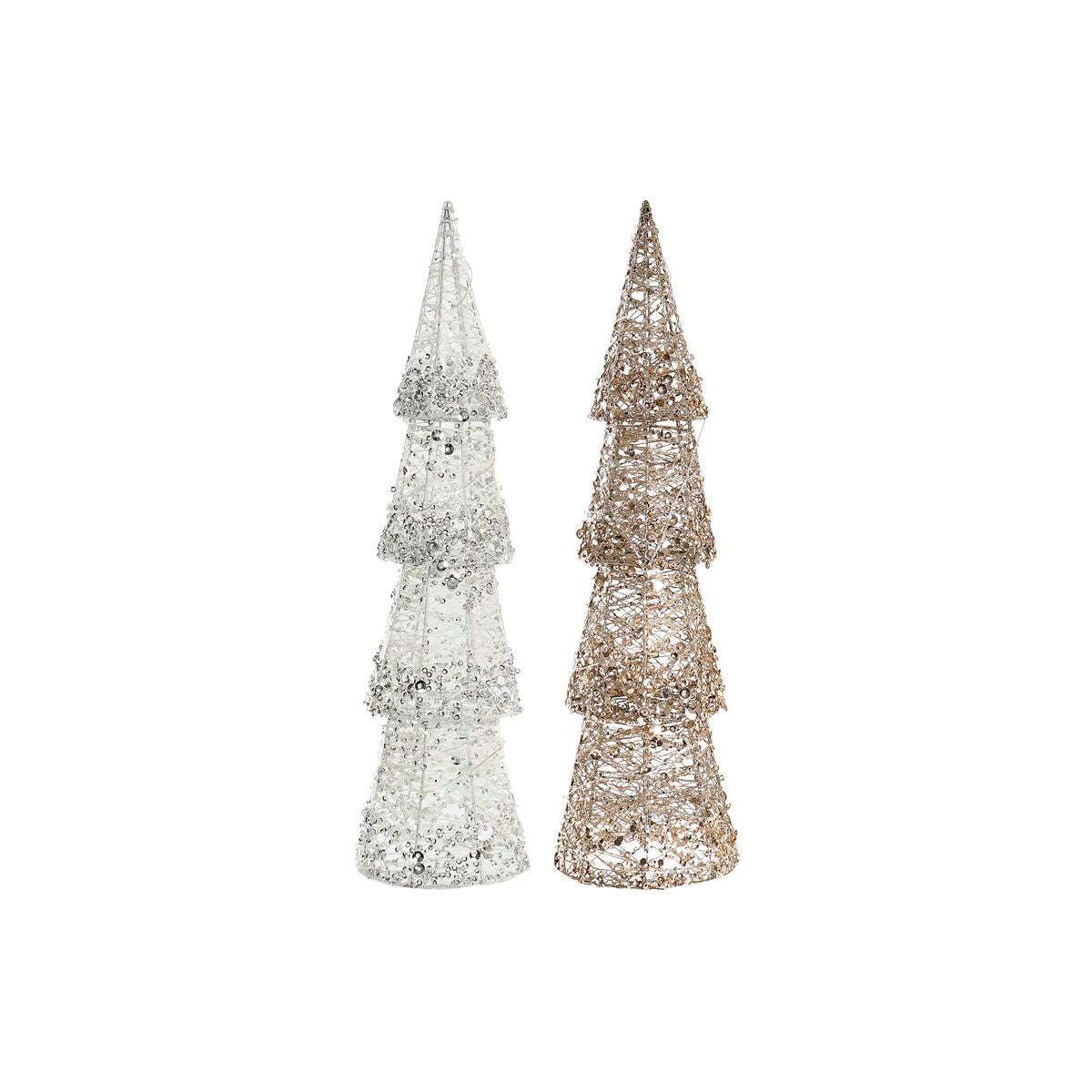 DKD Home Decor Christmas Luminous Decoration Champagne White Tree (16 x 16 x 60 cm) (2 Units)
