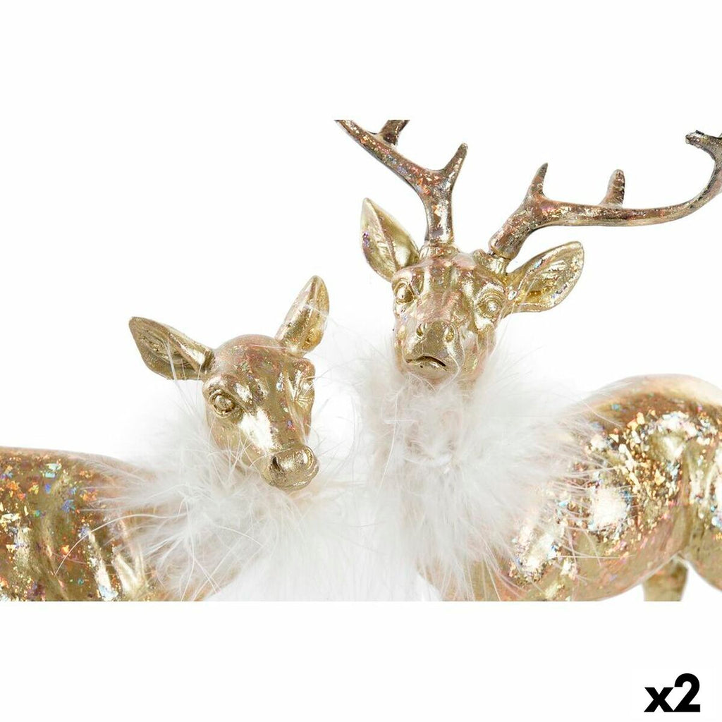 Christmas Ornament DKD Home Decor Resin Reindeer (17.5 x 9 x 22.5 cm) (2 Units)