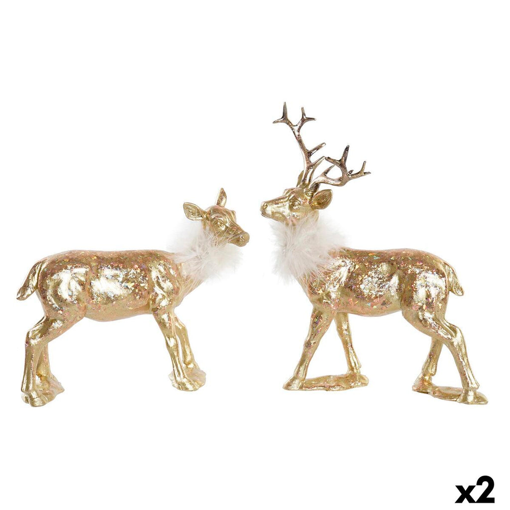 Christmas Ornament DKD Home Decor Resin Reindeer (17.5 x 9 x 22.5 cm) (2 Units)
