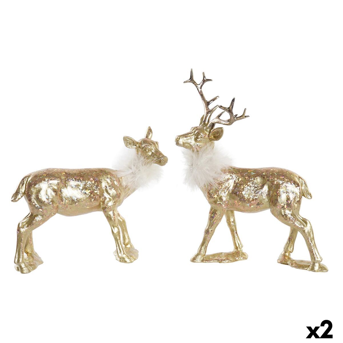 Christmas Ornament DKD Home Decor Resin Reindeer (17.5 x 9 x 22.5 cm) (2 Units)