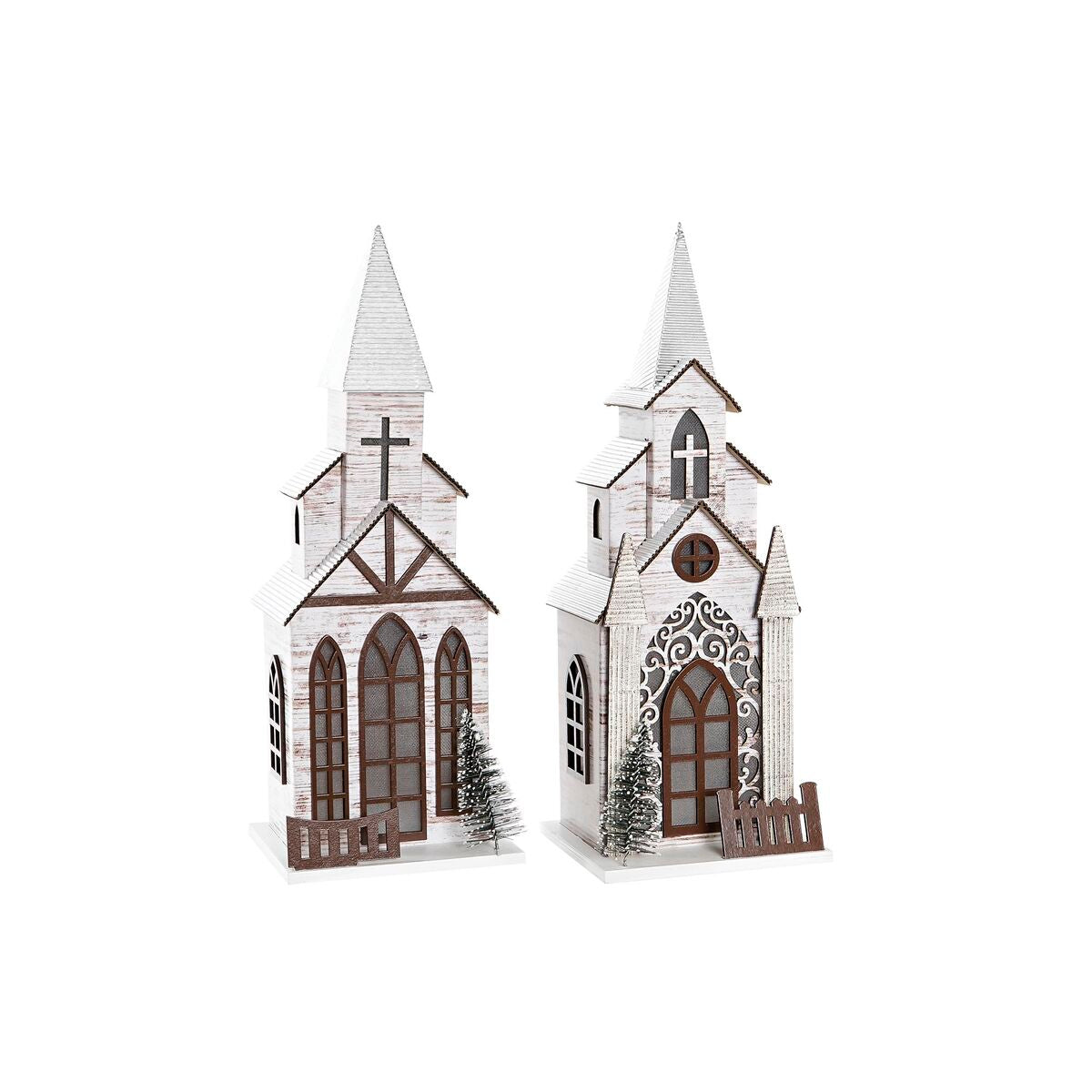 Christmas Ornament DKD Home Decor Church MDF (12.5 x 11 x 33 cm) (2 Units)