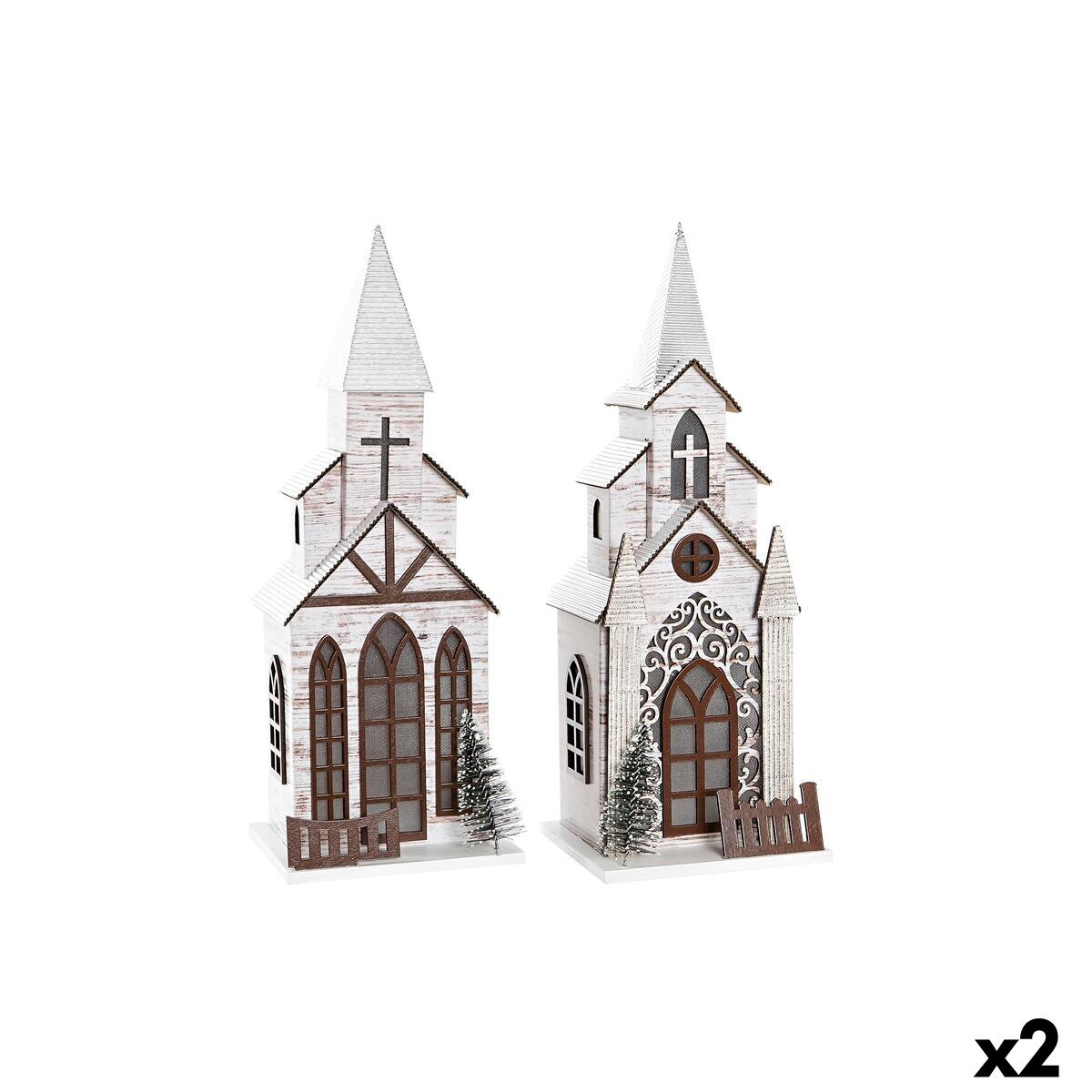 Christmas Ornament DKD Home Decor Church MDF (12.5 x 11 x 33 cm) (2 Units)