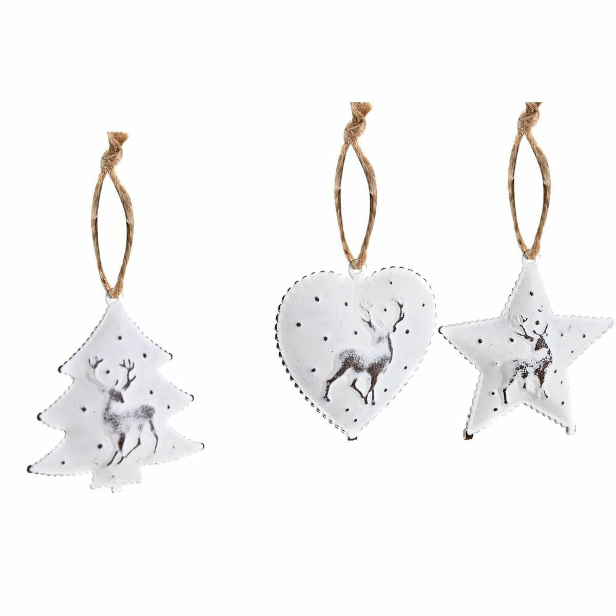 DKD Home Decor Metal Christmas Decoration Set (12 x 12 x 3 cm) (3 Pieces)