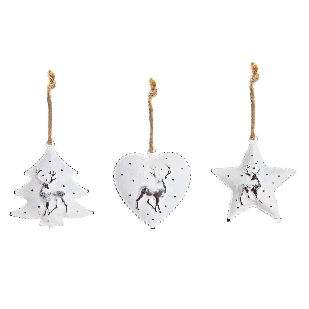 DKD Home Decor Metal Christmas Decoration Set (12 x 12 x 3 cm) (3 Pieces)