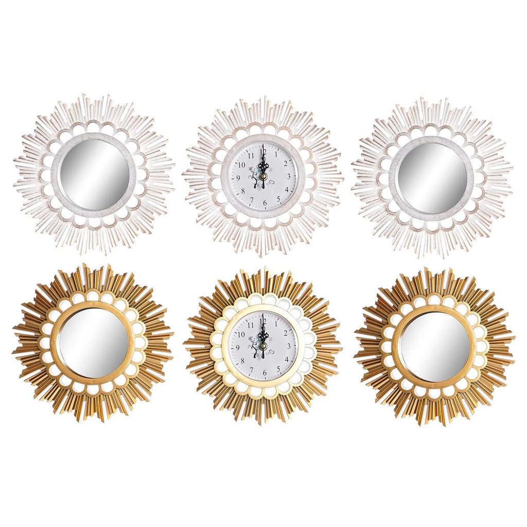 Reloj de pared con espejo DKD Home Decor, PP (25 x 2,5 x 25 cm) (2 unidades)