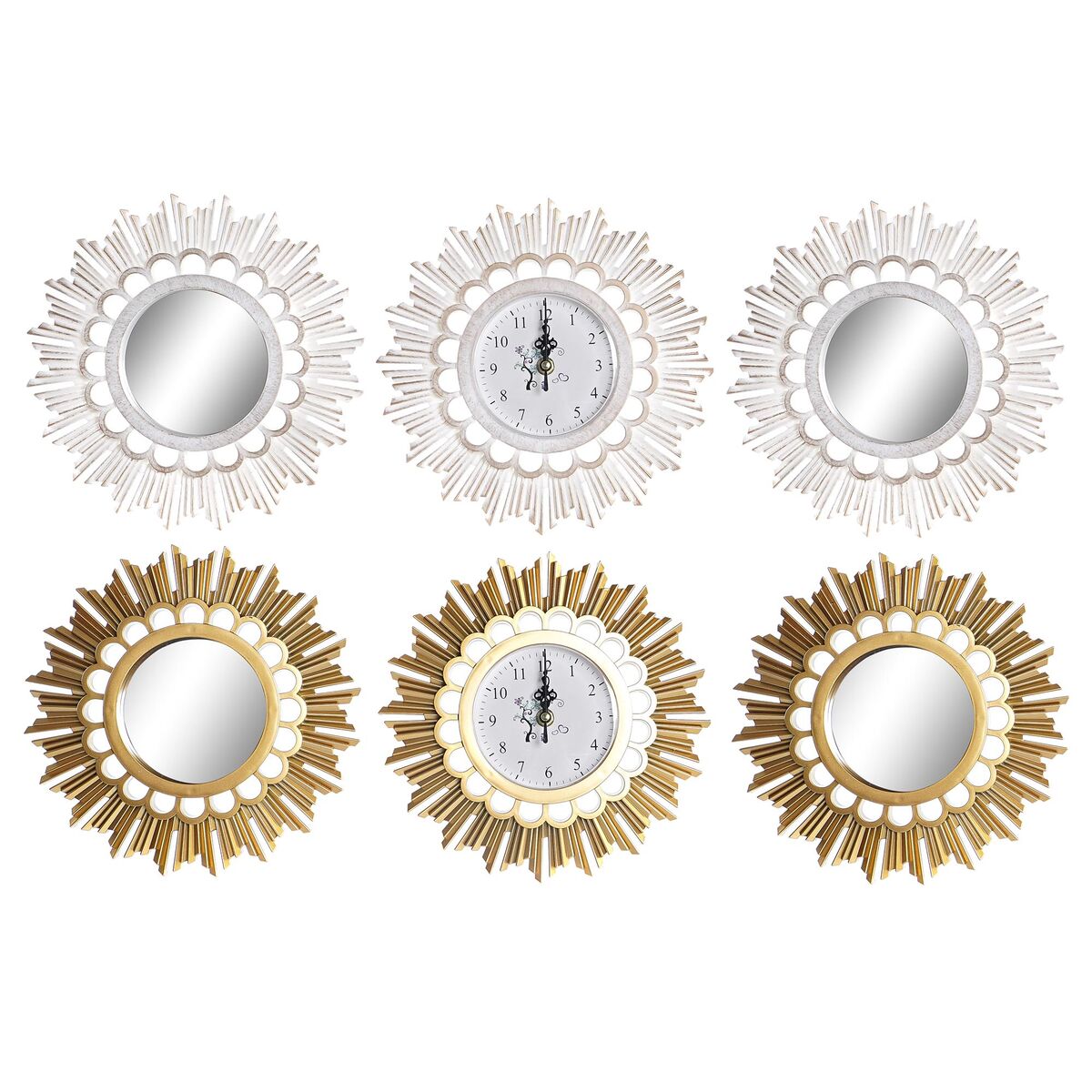 Relógio de Parede DKD Home Decor Espelho PP (25 x 2,5 x 25 cm) (2 Unidades)