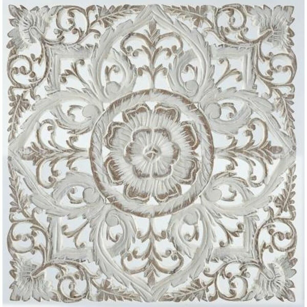 DKD Home Decor White Mandala Wood MDF Wall Decoration (60 x 2 x 60 cm)
