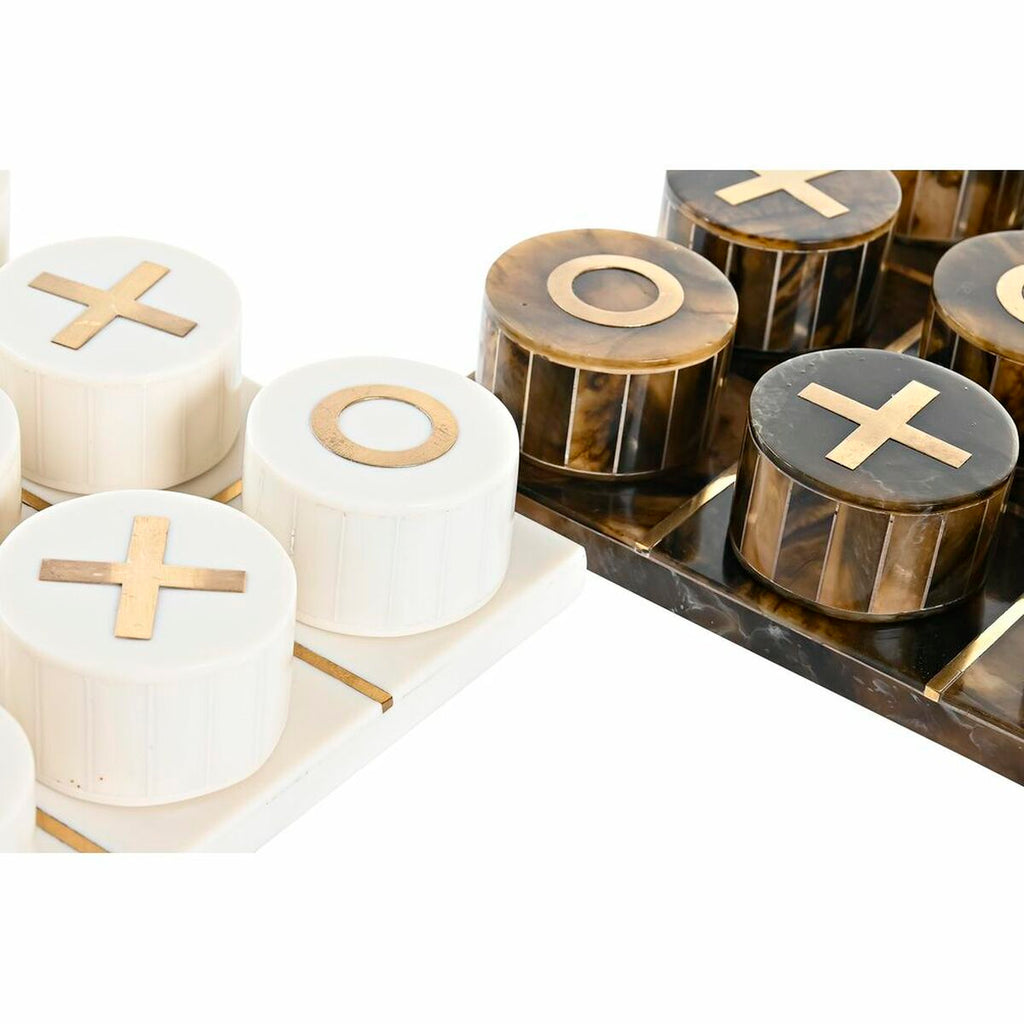 Figura decorativa DKD Home Decor, juego de mesa, 20,5 x 20,5 x 5 cm, blanco ámbar metalizado, moderno