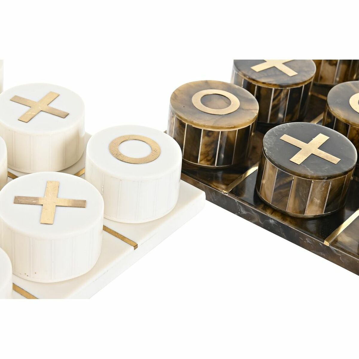 Figura decorativa DKD Home Decor, juego de mesa, 20,5 x 20,5 x 5 cm, blanco ámbar metalizado, moderno