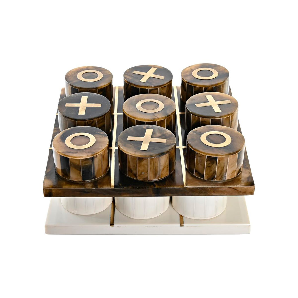 Figura decorativa DKD Home Decor, juego de mesa, 20,5 x 20,5 x 5 cm, blanco ámbar metalizado, moderno