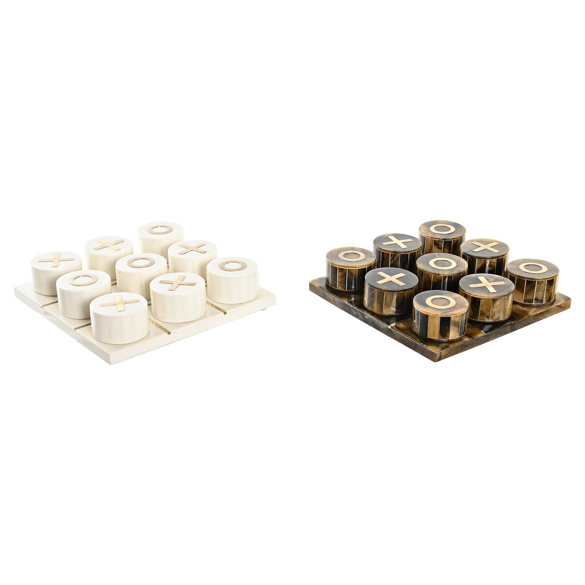 Figura decorativa DKD Home Decor, juego de mesa, 20,5 x 20,5 x 5 cm, blanco ámbar metalizado, moderno