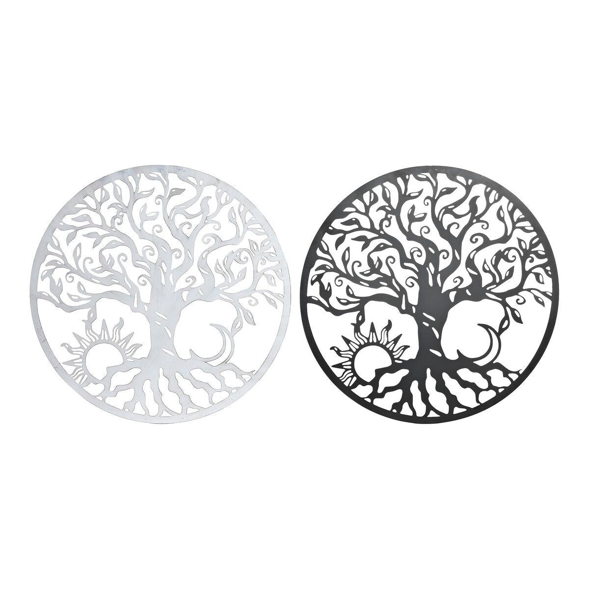 Decoración de pared DKD Home Decor Luna India Blanca de Metal Negro (2 Unidades) (60 x 1 x 60 cm)