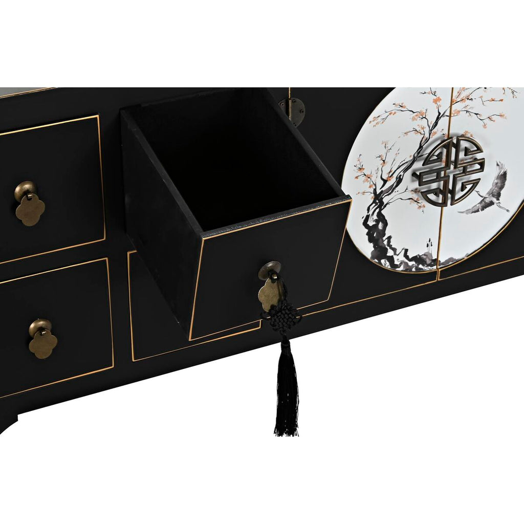 Móvel de TV DKD Home Decor Preto Oriental Branco Dourado Branco/Preto Metal Abeto Madeira MDF 130 x 26 x 51 cm