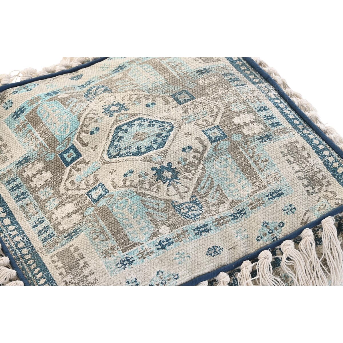 Pouf DKD Home Decor Casablanca Blue Fringes 40 x 40 x 40 cm