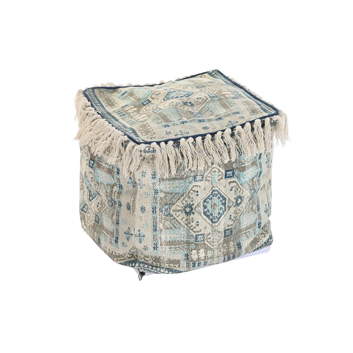 Pouf DKD Home Decor Casablanca Blue Fringes 40 x 40 x 40 cm