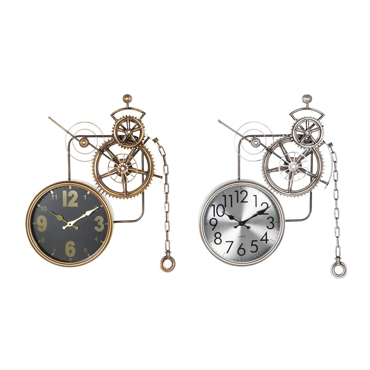 DKD Home Decor Wall Clock with Gears, Crystal, Iron, 50 x 7 x 62 cm (2 Units)