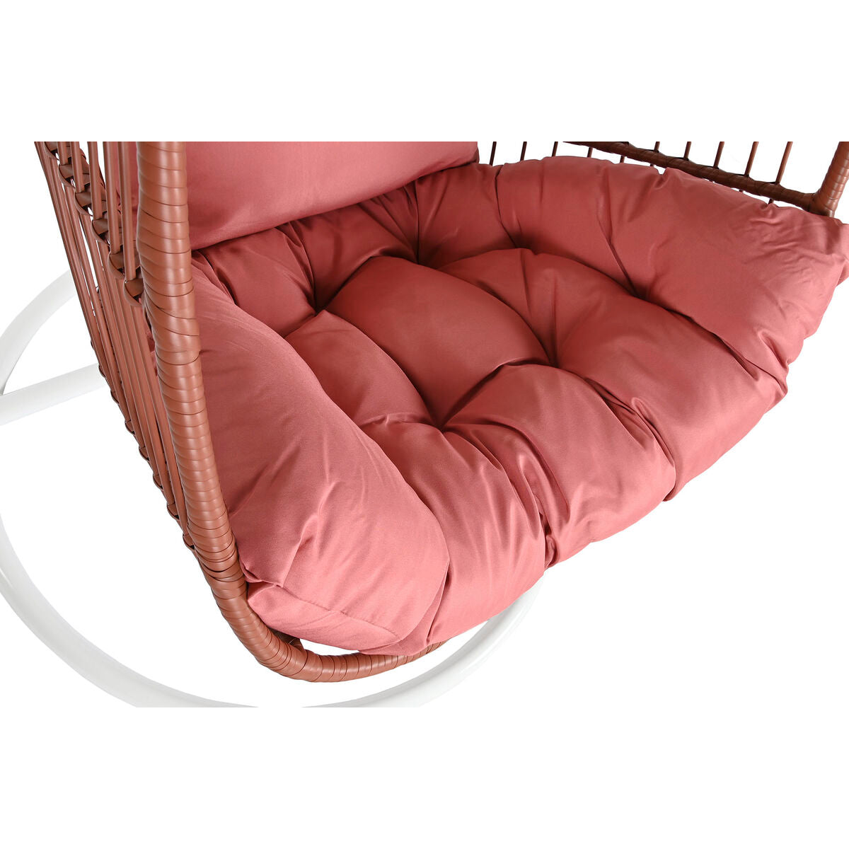 DKD Home Decor Hanging Garden Chair, White Terracotta, Aluminum, Steel, Synthetic Rattan, 94 x 100 x 196 cm