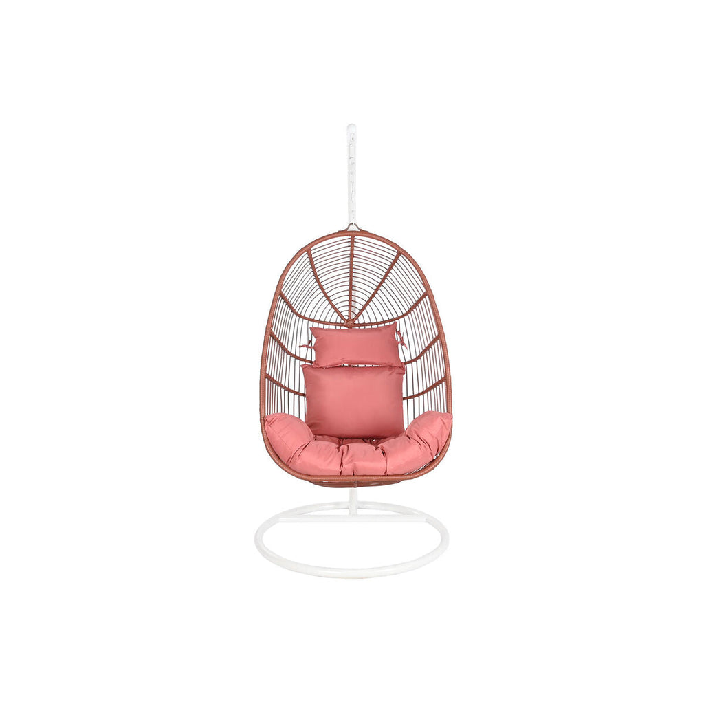DKD Home Decor Hanging Garden Chair, White Terracotta, Aluminum, Steel, Synthetic Rattan, 94 x 100 x 196 cm