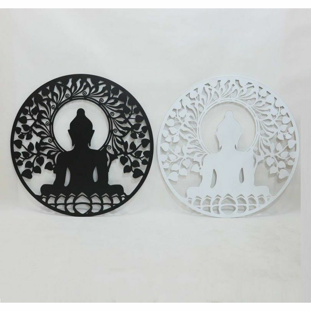 DKD Home Decor Wall Decoration 98 x 1 x 98 cm 100 x 1 x 100 cm Black Buddha White Oriental (2 Units)