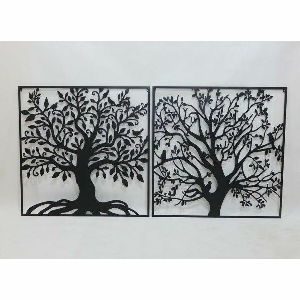Decoración de pared de árbol de metal DKD Home Decor (98 x 1 x 98 cm) (2 unidades)
