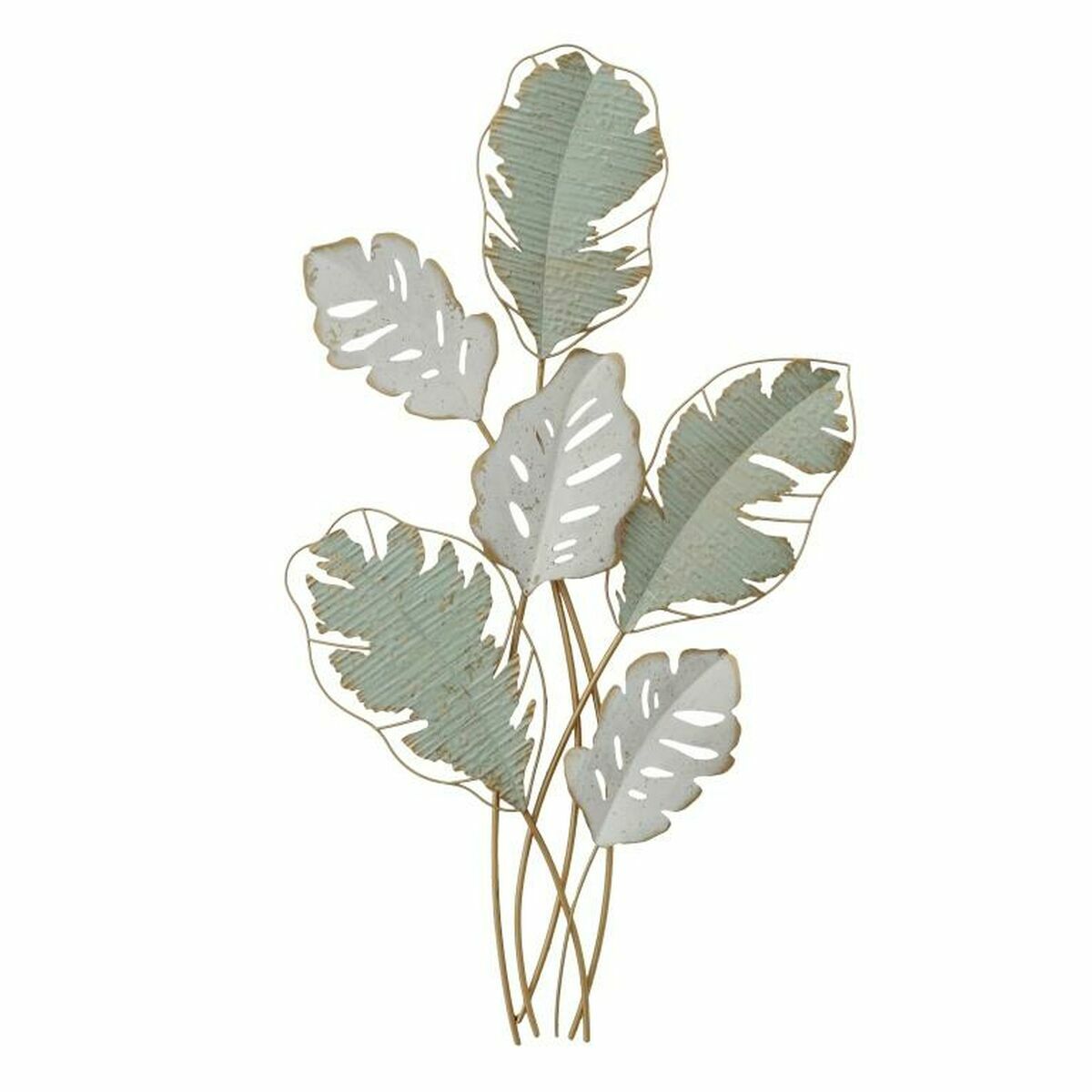 DKD Home Decor Modern White Green Metal Plant Leaf Wall Decoration (57 x 5.7 x 103 cm)