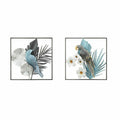 DKD Home Decor Wall Decoration 50 x 7.6 x 50 cm Black Gray Blue Tropical Parrot (2 Units)