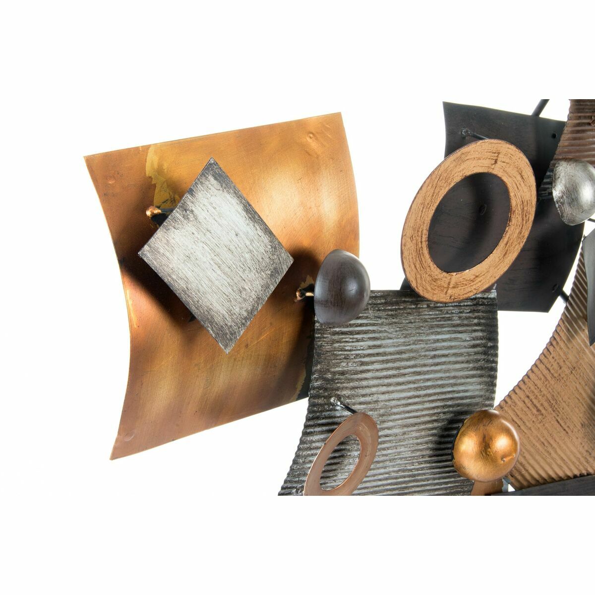 Decoración de pared DKD Home Decor con círculos modernos, abstractos, de metal gris y cobre (109 x 7 x 53 cm)