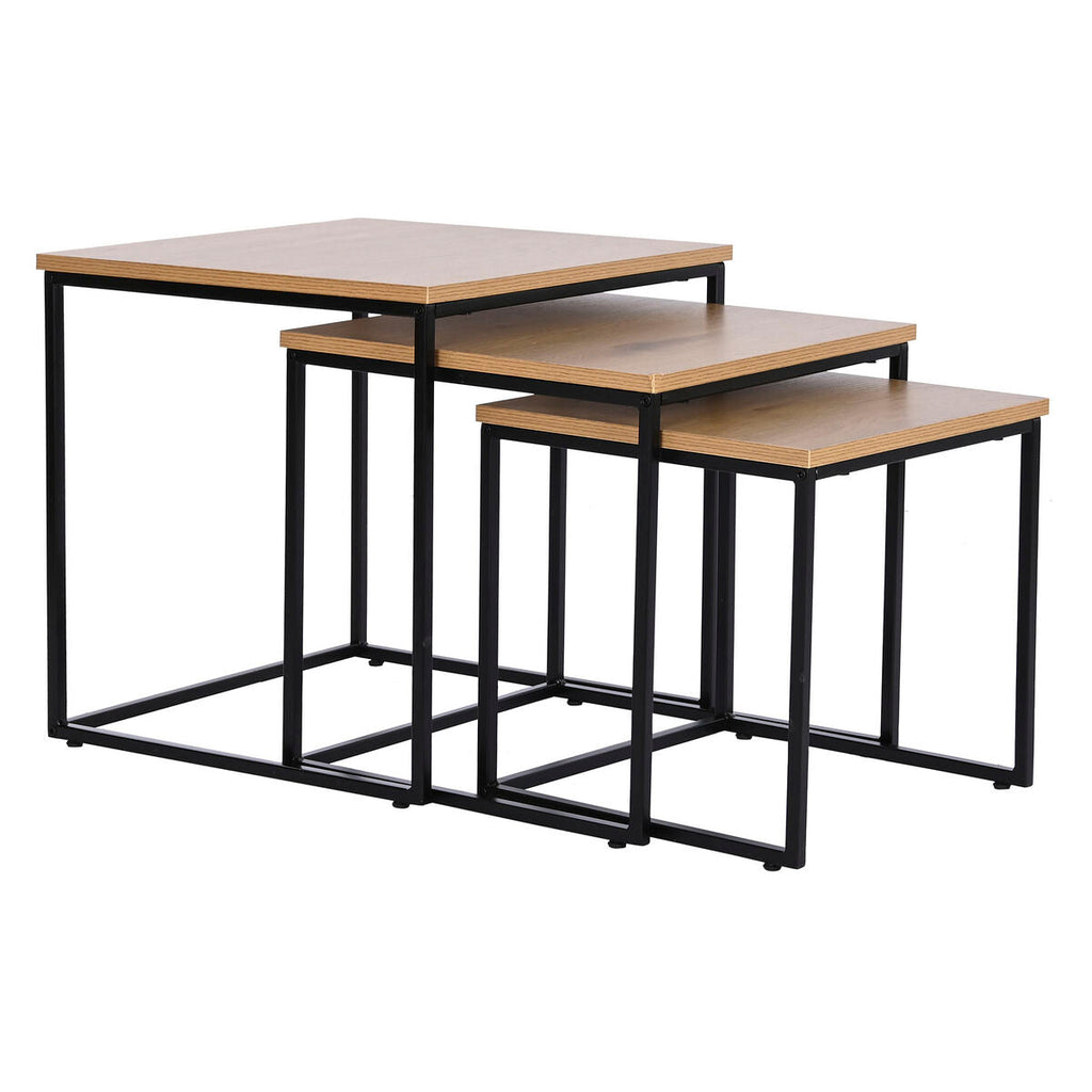 Conjunto de 3 mesas DKD Home Decor de metal negro 45 x 45 x 45 cm Madera MDF