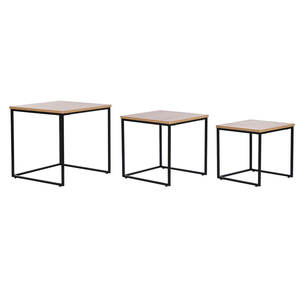 Conjunto de 3 mesas DKD Home Decor de metal negro 45 x 45 x 45 cm Madera MDF