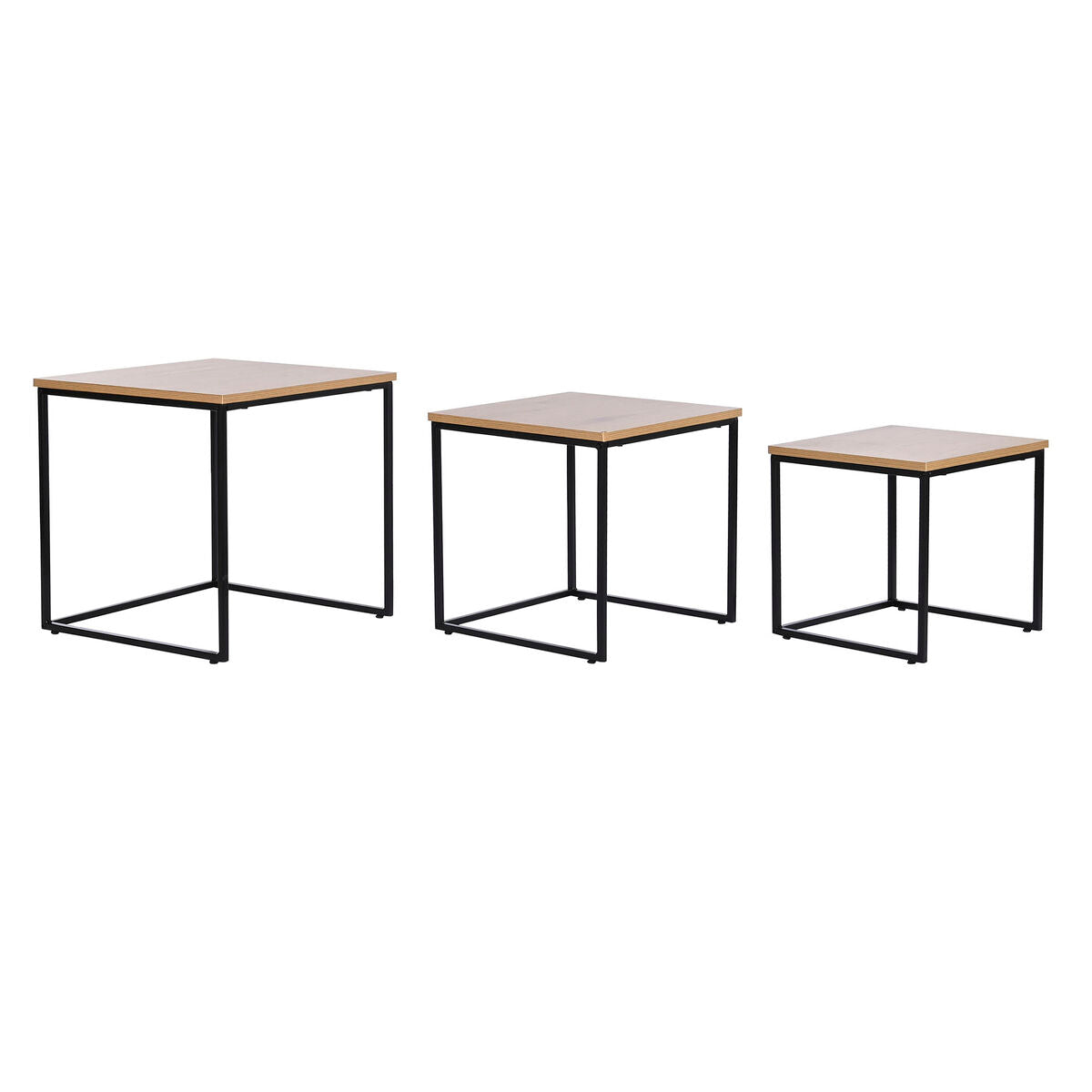 Conjunto de 3 mesas DKD Home Decor de metal negro 45 x 45 x 45 cm Madera MDF