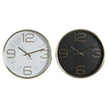 DKD Home Decor Wall Clock, White, Black, Gold, Aluminum, Ø 25 cm, 25 x 4 x 25 cm (2 Units)