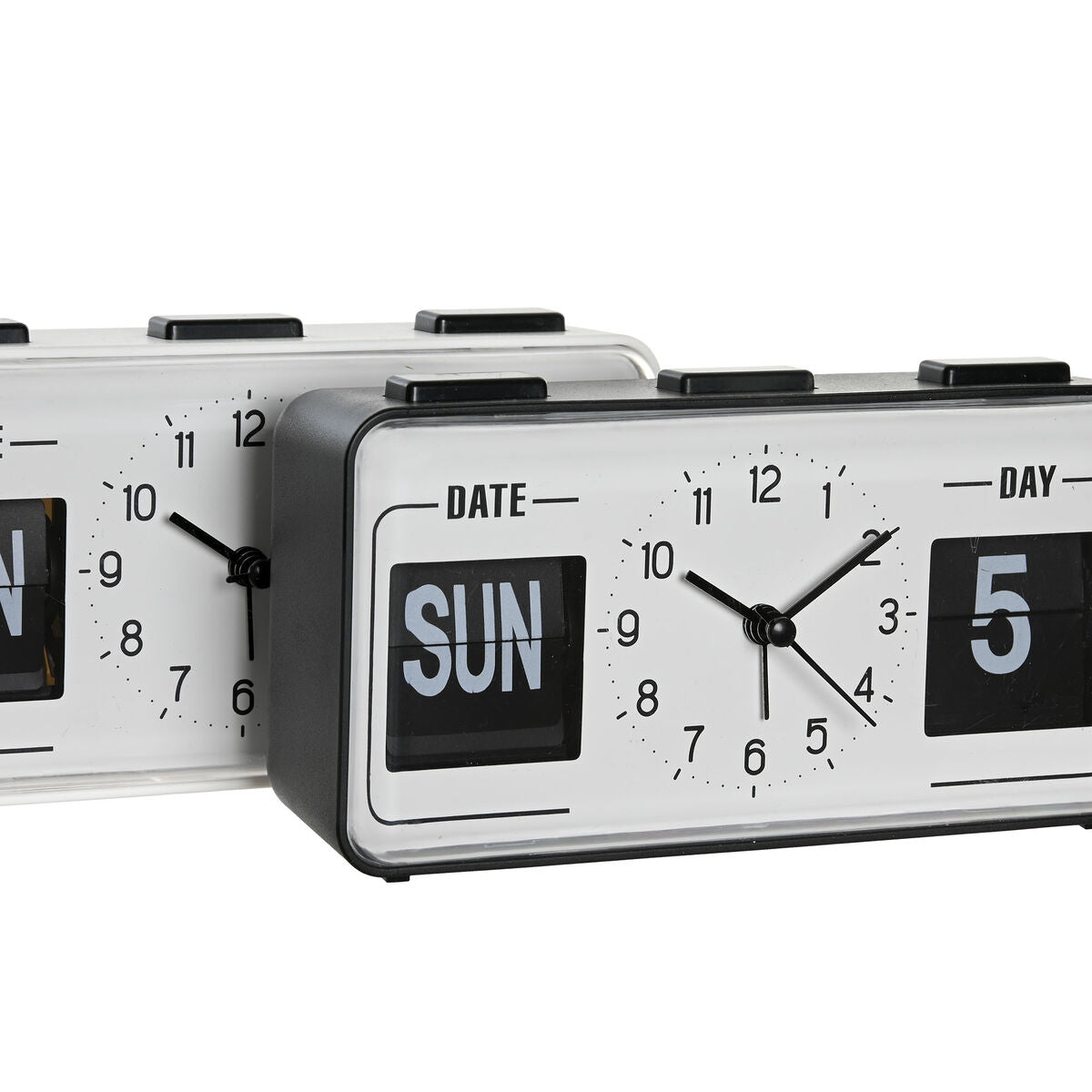 DKD Home Decor Alarm Clock 17 x 5 x 9 cm Black White PVC (2 Units)