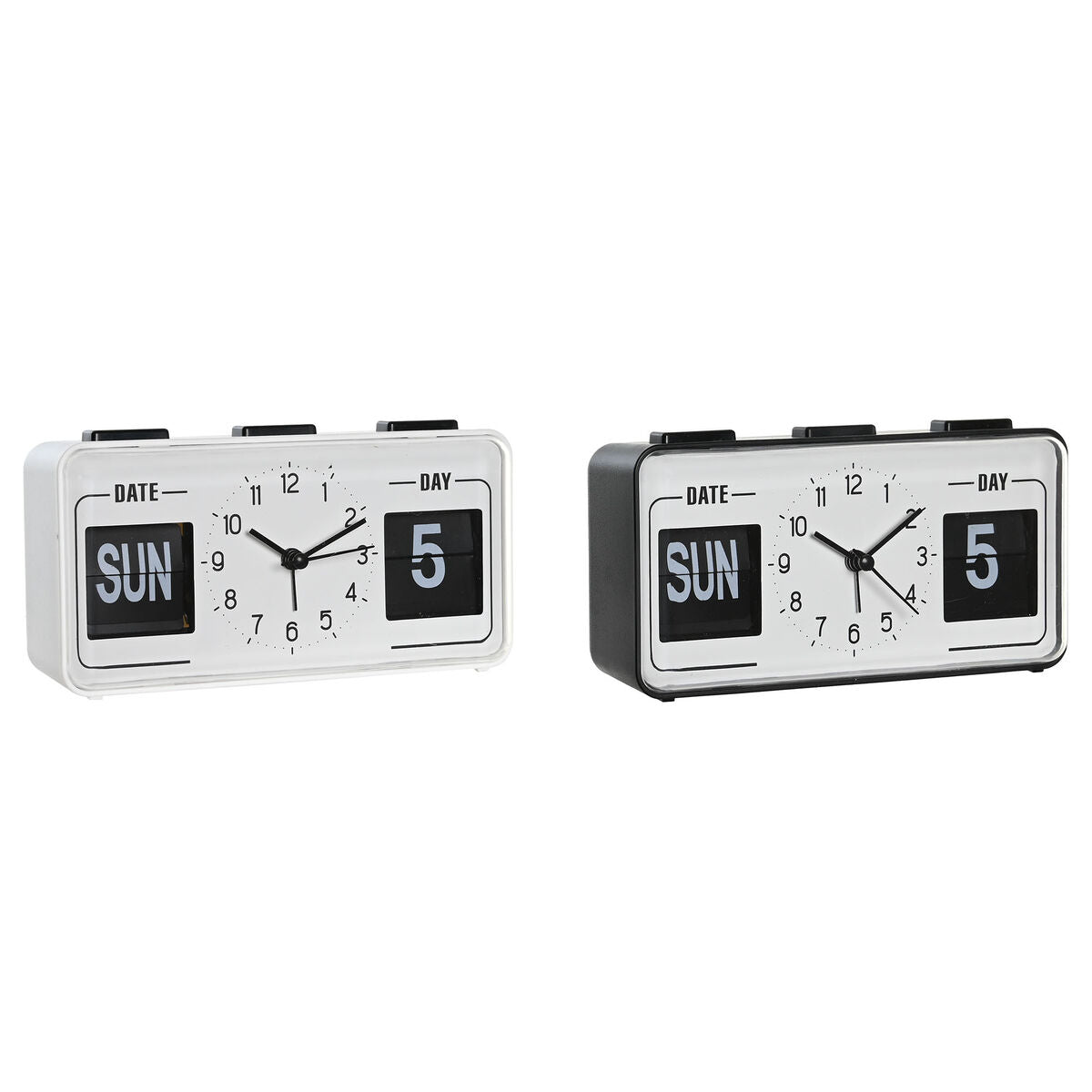 DKD Home Decor Alarm Clock 17 x 5 x 9 cm Black White PVC (2 Units)