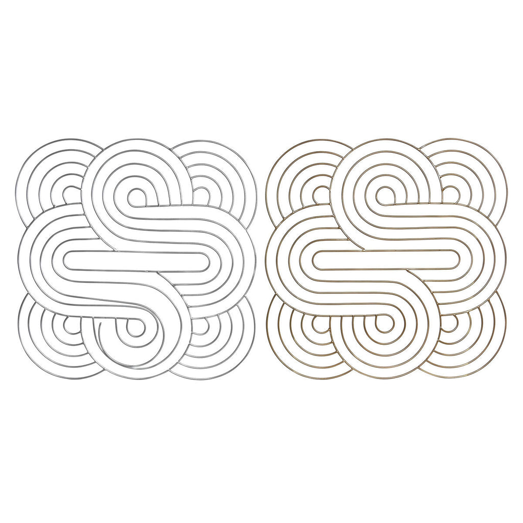 DKD Home Decor Wall Decoration Gold Silver Abstract Oriental 61 x 1 x 61 cm (2 Units)