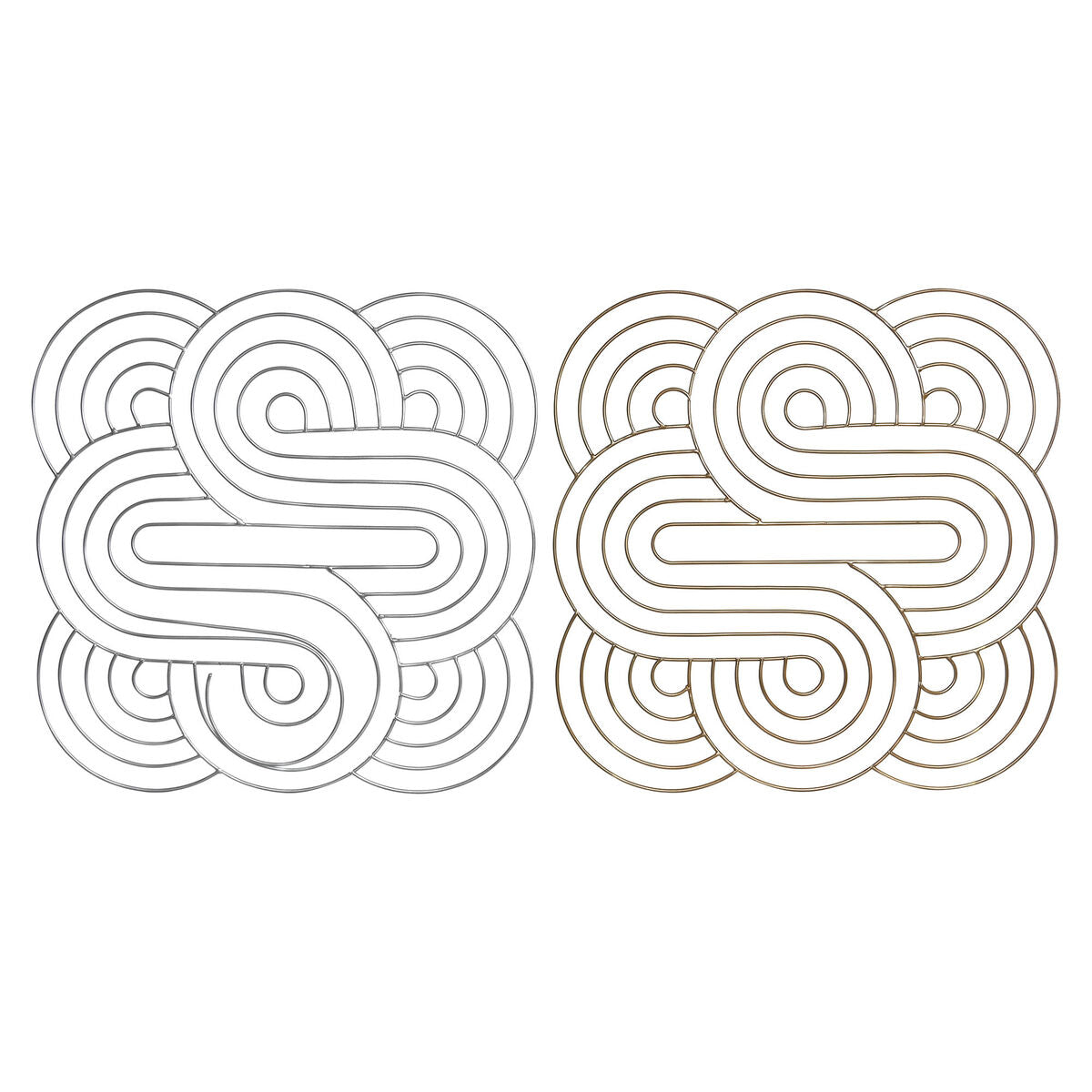 DKD Home Decor Wall Decoration Gold Silver Abstract Oriental 61 x 1 x 61 cm (2 Units)