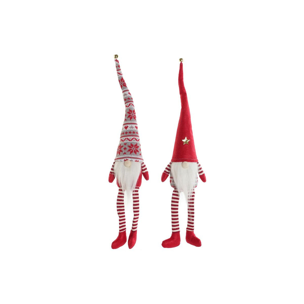 Adorno Natalício DKD Home Decor Branco Vermelho Gnomo 10 x 7 x 57 cm (2 Unidades)